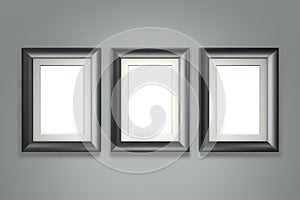 Black picture frame on gray wall