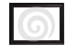 Black picture frame isolated on white background.