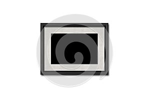 Black picture frame isolated on white background with clipping path and copy space