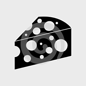 Black piece cheese icon. Vector