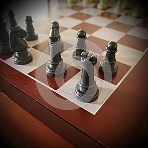 Black pieces of chess war game