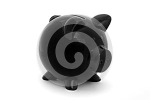 Black Piggy bank isolated on white