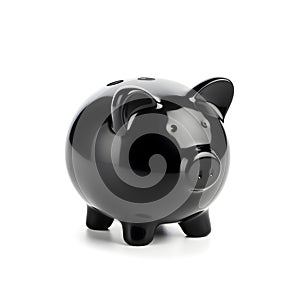 Black piggy bank isolated on white background