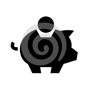 Black piggy bank savings symbol. Banking concept. Money save icon. Economic growth sign. Cash income, investment. Home