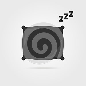 Black pillow with sleep zzz icon photo