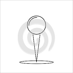 Black pin icon on a white background. Vector illustration