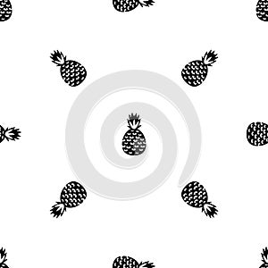 Black pineapple pattern seamless vector