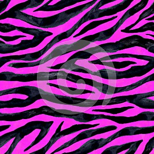 Black and pink abstract optical illusions zebra striped textured seamless pattern