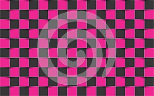 Black and pink checkered background, abstract vector square texture