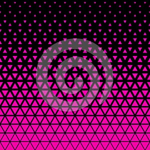 Black pink halftone triangles pattern. Abstract geometric gradient background. Vector illustration