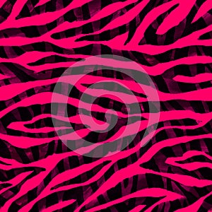 Black and pink red abstract optical illusions zebra striped textured seamless pattern