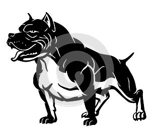 Black Pitbull Dog Breed Silhouette