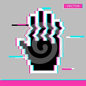 Black pixel mouse hand cursor icon sign flat style design vector illustration