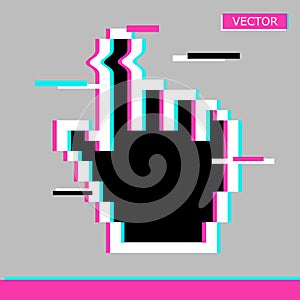 Black pixel mouse hand cursor icon sign flat style design vector illustration