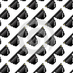 Black Pixel Sunglasses Seamless Pattern Isolated on White Background
