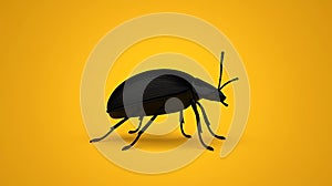 Black Pixelated Beetle on Yellow Background