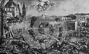 Black Plague devastating pandemic in Naples 1656