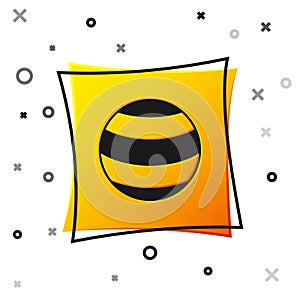 Black Planet icon isolated on white background. Yellow square button. Vector