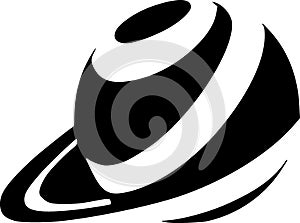 black planet icon on white background