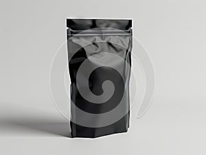 Black plastic bag mockup. A black pouch bag mockup on a white background