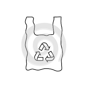 Black plastic bag with recycle icon