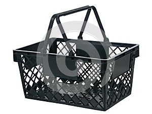 Black plastic basket side view handles up