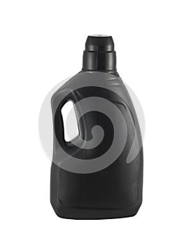 Black plastic bottle isolated