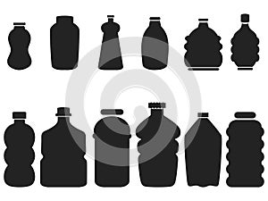 Black plastic bottle set