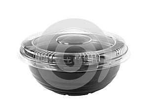 Black Plastic Bowl Clear Cap isolated on white background clipping paths