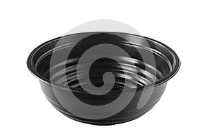 Black Plastic Bowl isolated on white background with clipping pa