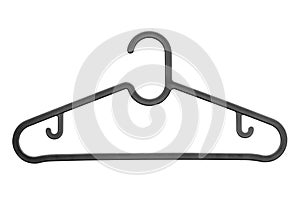 Black plastic coat hanger / clothes hanger isolated