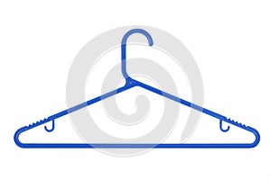Blue plastic coat hanger isolated on a white background