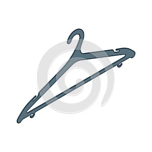 Black plastic coat hanger. Isometric vector illustration.