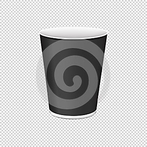 Black Plastic Cup For Single Use - Vector Illustration - Isolated On Transparent Background