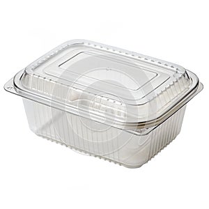 Black plastic food container isolated on white