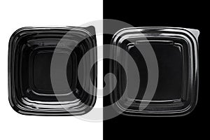 Black plastic food container