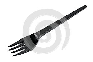 Black plastic fork isolated on white background