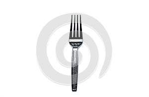 Black plastic fork isolated on white background