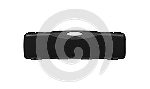 Black plastic hard case for transporting and storing weapons. Gun container isolate on a white background
