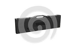 Black plastic hard case for transporting and storing weapons. Gun container isolate on a white background