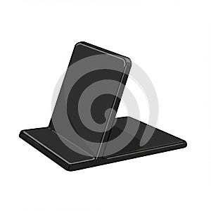 Black Plastic Phone Stand on White Background