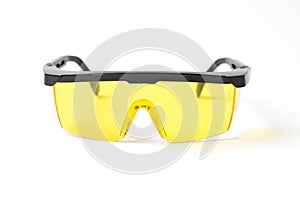 black plastic protective work glasses