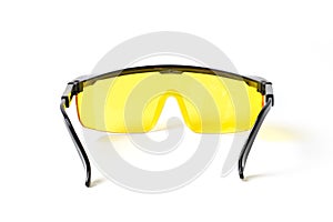 black plastic protective work glasses