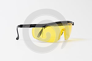 black plastic protective work glasses