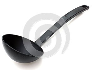 Black plastic soup ladle