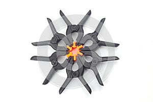 black plastic spring clamp isolated over white background