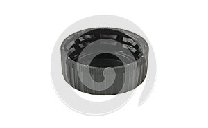 Black plastic stopper isolated on white