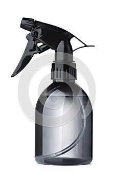 Black plastic water spray bottle