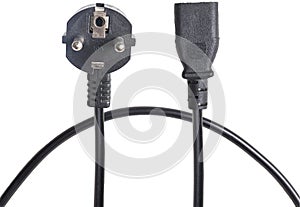 Black plug cable isolated on white background