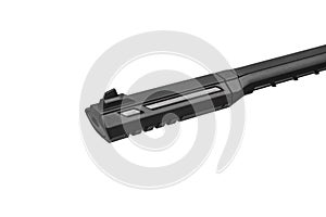 Black pneumatic rifle with an optical sight isolated on white back